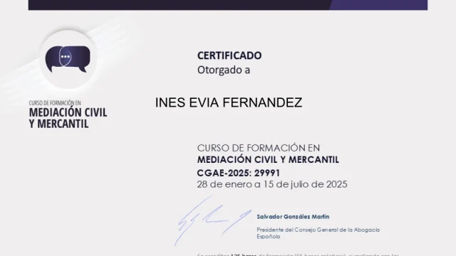 Ines. Certificado Mediacion Civil y Mercantil 2025 Ines. Certificado Mediacion Civil y Mercantil 2025